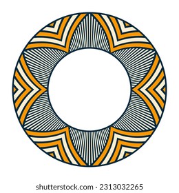 Recorrido redondo, ornamento geométrico circular. Marco geométrico ornamental. Colocar el texto. Plantilla de color vectorial para invitaciones, tarjetas de felicitación.