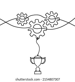 Abstract round metal gears wheels with  as line drawing on white background. Vector