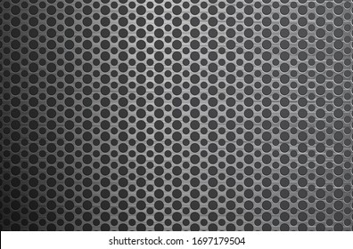 Abstract of round metal mesh texture for background. Metal perforated with round holes.
