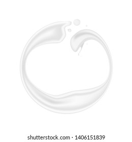 Abstract Round Milk Ring Splash On White. EPS10 Vector