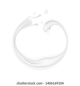 Abstract Round Milk Ring Splash On White. EPS10 Vector
