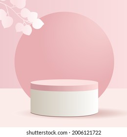 Abstract round  minimal scene with geometric forms. Platform for product presentation, branding design, show cosmetic product, Podium, stage pedestal or platform. 3d vector illustration.
