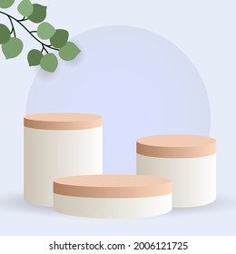 Resumen de la escena mínima redonda con formas geométricas. Plataforma para presentación de productos, diseño de marca, presentación de productos cosméticos, podio, pedestal de etapa o plataforma. Ilustración vectorial 3d.
