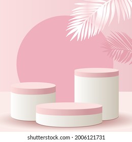 Abstract round  minimal scene with geometric forms. Platform for product presentation, branding design, show cosmetic product, Podium, stage pedestal or platform. 3d vector illustration.
