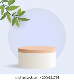 Abstract round  minimal scene with geometric forms. Platform for product presentation, branding design, show cosmetic product, Podium, stage pedestal or platform. 3d vector illustration.