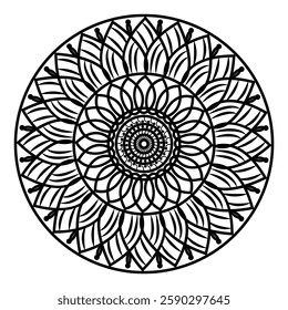 Abstract round minimalist design mandala in black and white