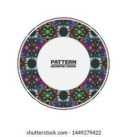 Abstract round mosaic colorful frame of doodle element