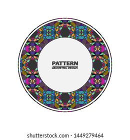 Abstract round mosaic colorful frame of doodle element