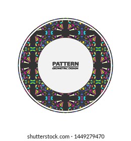 Abstract round mosaic colorful frame of doodle element