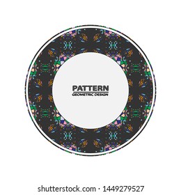 Abstract round mosaic colorful frame of doodle element