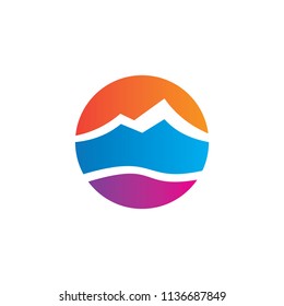 abstract round mountain design logo