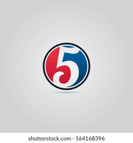 Abstract Round Number Five Icon
