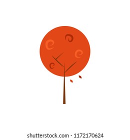 Abstract Round Orange Autumn Tree Vector Art Illustration Design
