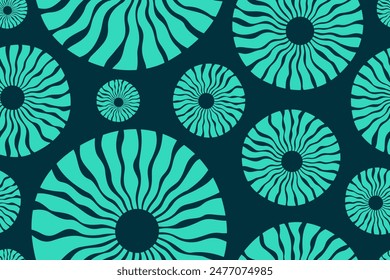 Abstract round organic shapes seamless pattern. Turquoise color shapes. Vector seamless background. Flat vector color background. Can be used for wallpaper, textile, wrapping, web.