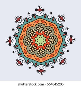 Abstract round ornament. Creative design element. Can be used in carpet pattern