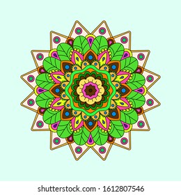 Abstract round ornament. Decorative elements hand drawn background. Vector illustration.