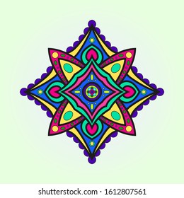 Abstract round ornament. Decorative elements hand drawn background. Vector illustration.