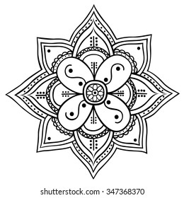 Abstract round ornament. Hand drawn ethnic mandala. Vector art