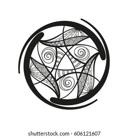 Abstract round ornament, Isolated hand drawn design element can be used for coloring book, Vector illustration