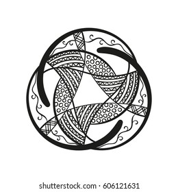 Abstract round ornament, Isolated hand drawn design element can be used for coloring book, Vector illustration