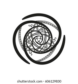 Abstract round ornament, Isolated hand drawn design element can be used for coloring book, Vector illustration
