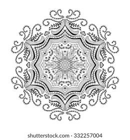Abstract round ornament. Mandala. Abstract background. Design for adult coloring book page.
