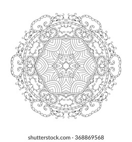 Abstract round ornament. Mandala. Abstract background. Design for adult coloring book page.