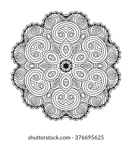 Abstract round ornament. Mandala. Abstract background. Design for adult coloring book page.