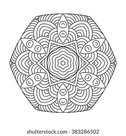 Abstract round ornament.  Mandala. Abstract background. Design for adult coloring book page.
