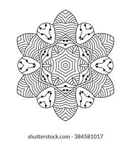 Abstract round ornament. Mandala. Abstract background. Design for adult coloring book page.