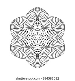 Abstract round ornament. Mandala. Abstract background. Design for adult coloring book page.