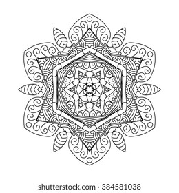 Abstract round ornament. Mandala. Abstract background. Design for adult coloring book page.