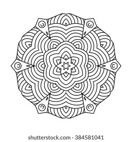 Abstract round ornament. Mandala. Abstract background. Design for adult coloring book page.
