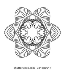 Abstract round ornament. Mandala. Abstract background. Design for adult coloring book page.