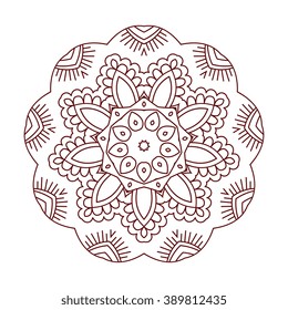 Abstract round ornament.  Mandala. Abstract background. Design for adult coloring book page.