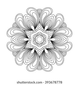 Abstract round ornament. Mandala. Abstract background. Design for adult coloring book page.