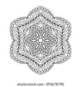 Abstract round ornament. Mandala. Abstract background. Design for adult coloring book page.
