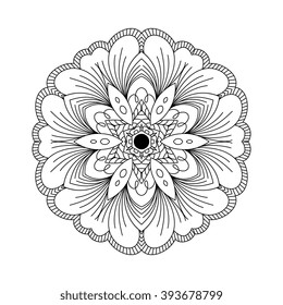 Abstract round ornament. Mandala. Abstract background. Design for adult coloring book page.