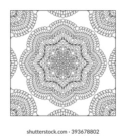 Abstract round ornament. Mandala. Abstract background. Design for adult coloring book page.