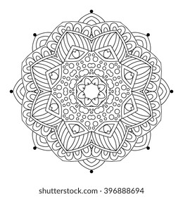 Abstract round ornament. Mandala. Abstract background. Design for adult coloring book page.