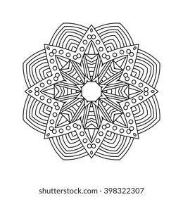 Abstract round ornament. Mandala. Abstract background. Design for adult coloring book page.