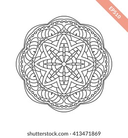 Abstract round ornament. Mandala. Abstract background. Design for adult coloring book page.