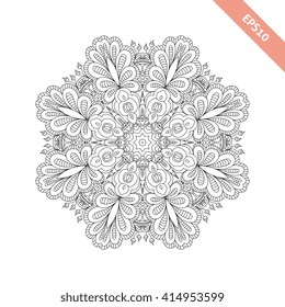 Abstract round ornament. Mandala. Abstract background. Design for adult coloring book page.