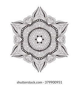 Abstract round ornament. Mandala on white background