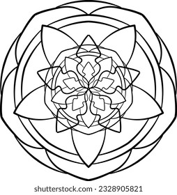 Abstract round ornament. Mandala pattern. Vector illustration for relaxing anti stress therapy coloring pages. 