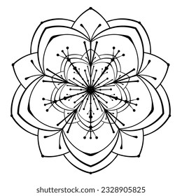 Abstract round ornament. Mandala pattern. Vector illustration for relaxing anti stress therapy coloring pages. 