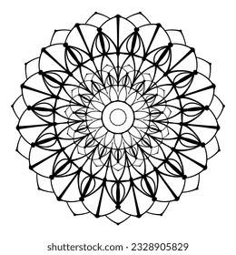 Abstract round ornament. Mandala pattern. Vector illustration for relaxing anti stress therapy coloring pages. 