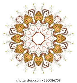 Abstract round ornament on white background. Abstract mandala.