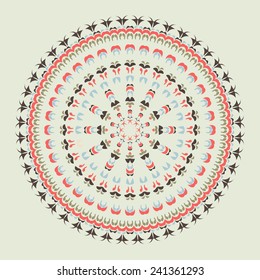 Abstract round ornament pattern background print design. Can be used for cards, textile, decorating of invitations.