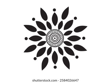 Abstract round ornament and simple alpona design , Mandela design for various purposes.Black and White Elegant vector mandala design,100% original eps vector file,